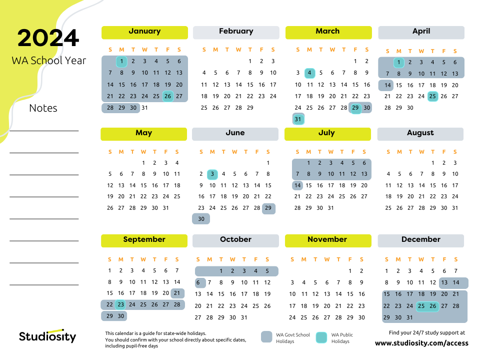 2024 Calendar With School Holidays Wa Della Farrand